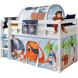 Mid.you Hochbett , Weiß , Holz , Birke,Kiefer , Schichtholz,massiv , Höhe ca. 16 cm , 90x200 cm , für Rollrost geeignet , Holzmöbel, Holzbetten, Kinderbetten Holz