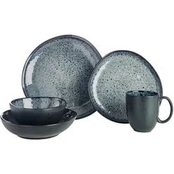 Novel Kombiservice , Grau , Keramik , 10-teilig , Farbverlauf , 390 ml,725 ml , Lfgb, Handmade Quality , lebensmittelecht , Geschirr, Geschirrsets, Kombiservice