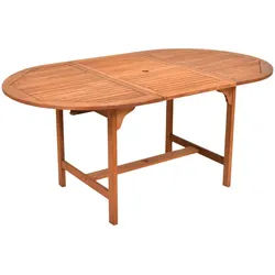 Gardenson Gartentisch , Braun , Holz , Eukalyptusholz , Hartholz , oval , eckig , 100x74x120 cm , FSC Mix , ausziehbar , Holzmöbel, Holztische, Gartentische Holz