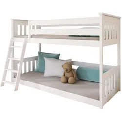 Kids Collective Etagenbett 90x200 cm mit zwei Matratzen in Weiß , Holz , 90x200 cm , Babymöbel & Kindermöbel, Kinderzimmer & Jugendzimmer, Stockbetten