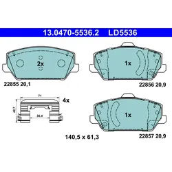 ATE Bremsbelagsatz, Scheibenbremse 13047055362 für HYUNDAI KIA