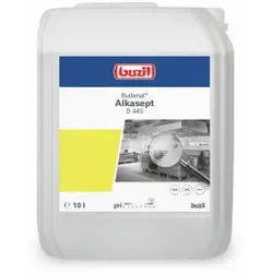 Buzil Desinfektionsreiniger BUDENAT® ALKASEPT D 445, Hochalkalische Flächendesinfektion für den Lebensmittelbereich, 10 Liter - Kanister