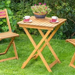 Gardenson Gartenklapptisch , Naturfarben , Holz , Eukalyptusholz , massiv , quadratisch , eckig , 60x74x60 cm , FSC Mix , klappbar, platzsparend , Holzmöbel, Holztische, Klapptische Holz