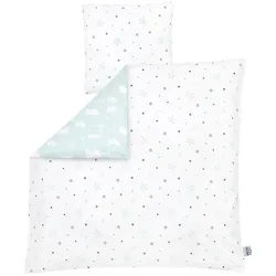Zöllner Babybettwäsche , Weiß, Mintgrün , Textil , Stern , 80x80 cm , Textiles Vertrauen - Oeko-Tex®, Made in Germany , pflegeleicht, schadstoffgeprüft , Schlafen, Babybettausstattung, Babybettwäsche