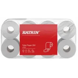 KATRIN Toilettenpapier 250 Blatt, 3-lagig, Stark, qualitativ hochwertiges konventionelles Toilettenpapier, 3-lagig , 1 Packung = 8 Rollen à 250 Blatt