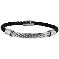 Adelia ́s Armreif Damen Armband – Armreif aus Leder 21 cm, Zum Verschenken – ideal zum Jubiläum schwarz