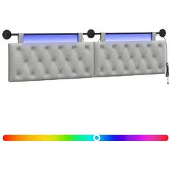 vidaXL Bett Hängendes Kopfteil Mit LED Licht Wolkengrau Stoff (1-tlg) grau
