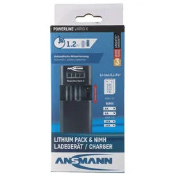 Universalladegerät Ansmann Powerline Vario mit verschiebbaren Ladekontakten für Akkupack, Kamera, Camcorder, Telefon, AA, AAA