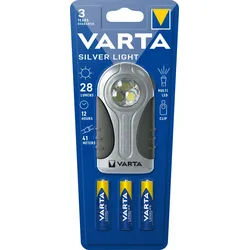 Varta LED Taschenlampe Silver Light, 28lm, inkl. 3x Batterie Alkaline AAA, Retail Blister