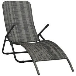 furnicato Gartenliege Komfortable Sonnenliege aus PE-Rattan, 141 x 61 x 95 cm, Grau grau