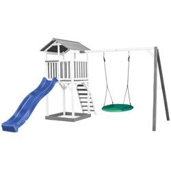 Ambia Garden Spielturm , Grau, Weiß, Blau, Grün , Holz , Zeder , 356.60x241.9x349 cm , Fsc, EN 71 , Freizeit & Co, Gartenspielzeug, Spielhäuser