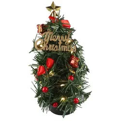 Goobay LED-Mini-Weihnachtsbaum - mit weihnachtlicher Deko, 15 Micro-LEDs in Warmweiß (2700 K) und USB-Kabel 75 cm, Höhe ca. 22 cm