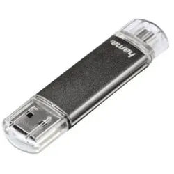 Hama FlashPen Laeta Twin, USB 2.0, 10MB/s. 128 GB grau