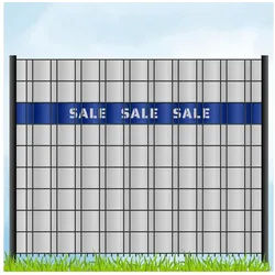 zaunzu Sichtschutzstreifen Laser Beschriftung "SALE SALE SALE" Enzianblau, (1x Einzelstreifen, für Doppelstabmattenzaun), Made in Germany blau