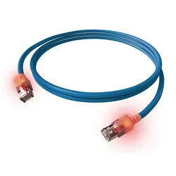 Easylan DualBoot LED Patchkabel RJ45 S/FTP Cat.6A (Class EA) LAN-Kabel, RJ-45 Männlich (Stecker), RJ-45 Männlich (Stecker) (1000.0 cm), mit saCon Stecker, LSOH, CS1OBADAD0100 blau 1.3 cm x 1.4 cm x 1000.0 cm