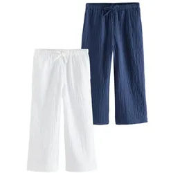 Next Dehnbund-Hose 2er-Pack Hosen mit weitem Bein (2-tlg) blau 164 (14 J.)