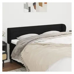 vidaXL Bett, Kopfteil mit Ohren Schwarz 183x23x78/88 cm Stoff