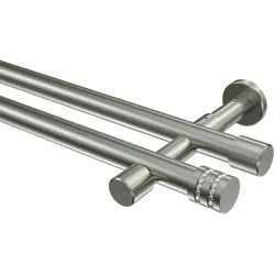 GARDINENSTANGE Prestige Estana 400 cm (geteilt in 2 x 200 cm), 2-läufig (ohne Ringe), 20 mm Ø Edelstahl-Optik