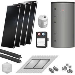 WOLF Solaranlage mit 4 Stk. TopSon F3-1 Kollektoren, SM2-2 Regelung und Pufferspeicher BSH-500 - 2486517W33