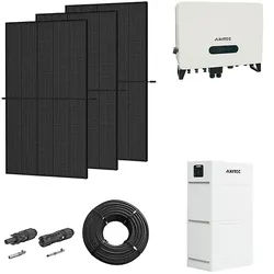 Photovoltaik-Paket 5 kWp mit AXITEC Wechselrichter 5 kW + Stromspeicher 6,7 kWh, 12 Solarmodulen Glas-Glas full black (* 0% MwSt. gem. §12 Abs. 3 UstG)