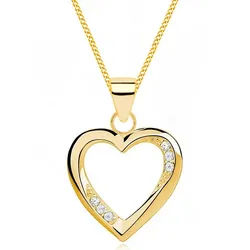 Goldene Hufeisen Herzkette Halskette Gold Herz 925 18K Gelbgold vergoldet Anhänger mit Kette, 925 Sterling Silber, Goldschmuck für Damen goldfarben