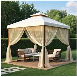 Jibenhome Moskitonetz Outdoor Vorhang,Moskitonetz für Innen und Außen,DIY (1 St), für Garten Balkon Schwarz Patio Porch Garten Pool Wohnzimme beige 160 cm x 305 cm