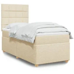 vidaXL Boxspringbett, Boxspringbett mit Matratze Creme 90x190 cm Stoff