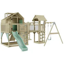 OutdoorToys Spielturm Mille, aus Holz in Mintgrün mit Kinderschaukel & Rutsche grün