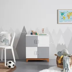 Kinderkommode Danny Weiß/Grau MDF