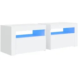 vidaXL Nachttisch NA Nachttische2er Set mit LEDs Weiß 60x35x40 cm weiß