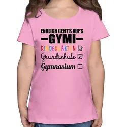 Shirtracer T-Shirt Endlich geht's auf's Gymi - schwarz/bunt Einschulung Mädchen rosa 116 (5-6J)