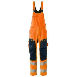 Latzhose mit Knietaschen ACCELERATE SAFE, hi-vis Orange/Schwarzblau, Größe 76C52 - orange/schwarz - 76C52