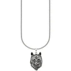 Bruno Banani Kette mit Anhänger Schmuck Geschenk Halsschmuck Halskette mit Anhänger Wolfskopf-Optik schwarz|silberfarben