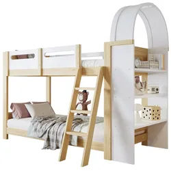 ANYSUN Etagenbett Kinderbett Mit dreistufiges Regal Sicheres Bettgitter (Set, Bett), 2 Liegeflachen, mit Leiter, ruckseitige Regale