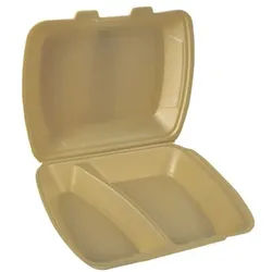 Papstar Einweg-Menüboxen mit Klappdeckeln 2-geteilt, goldfarben, 100 Stück gold, 20.8x7.5x24.3 cm