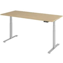 BaseLite Schreibtisch höhenverstellbar (elektisch) »Base« 180 cm Gestell silbern braun, 180x129.5x80 cm