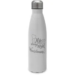 Edelstahl-Trinkflasche Mit Namen, 500 Ml, Weiss (Motiv: Mrs. Always Right)