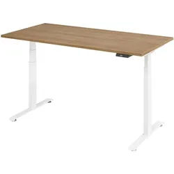 BaseLite Schreibtisch höhenverstellbar (elektisch) »Base« 160 cm Gestell weiß braun, 160x129.5x80 cm