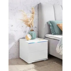 priess Nachtkommode, mit LED-Beleuchtung und Push-to-open weiß 41 cm x 37 cm x 38 cm