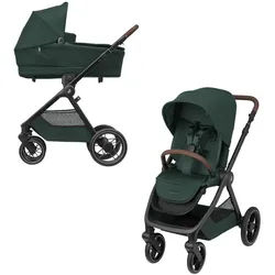 Maxi-Cosi Kombikinderwagen , Dunkelgrün , Textil , 58x110x95.5 cm , EN 1888 , Federung, für Babyschale geeignet, Griff in Lederoptik, Sitz umsetzbar , Baby on Tour, Kinderwagen, Kombikinderwagen