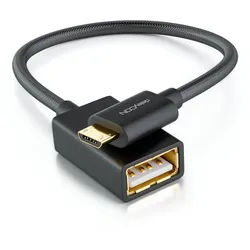 deleyCON deleyCON 0,1m USB 2.0 OTG Adapter Nylon - Micro B-Stecker zu A-Buchse Smartphone-Adapter