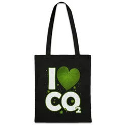 Urban Backwoods Beuteltasche I Love CO2 Stofftasche Plant Plfanze Naturschutz Klimaschutz Klima (1-tlg), Vegetarier Vegan Öko Gärtner schwarz