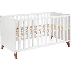 Jimmylee Gitterbett , Weiß , Holzwerkstoff , 75x80x144 cm , Made in Germany , höhenverstellbar, Aufbauanleitung im Karton, Lattenrost inklusive, Schlupfsprossen , Baby & Kindermöbel, Babyzimmer, Babybetten
