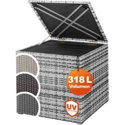 Gartenbox Polyrattan 318L Grau mit Innenverkleidung wetterfest
