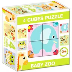 Mixpuzzle mit Würfeln, 4 Teile - Wildtiere
