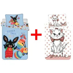 Jerry Fabrics Kinderbettwäsche Kinderbettwäsche Bing Bunny + Marie Aristocats 100x135 Hase Katze 2xSe, Renforcé, 2 teilig bunt