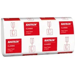 KATRIN Classic Hand Towel C-fold 2 Falthandtücher, weiß, Qualitätshandtücher für den täglichen Gebrauch, 1 Karton = 18 Packungen à 125 Tücher