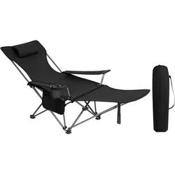 Woltu Campingstuhl (1 St), klappbar für Outdoor mit Armlehnen Getränkehalter schwarz