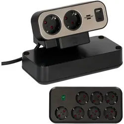 Brennenstuhl 9-fach Tischsteckdosenleiste »estilo Duplex USB« schwarz, silber schwarz, 13x14.8x24 cm