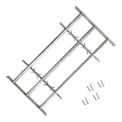 vidaXL Fenster 3 Querstäben 500-650 mm Fenstergitter Verstellbar für Fenster Verzinkt silberfarben